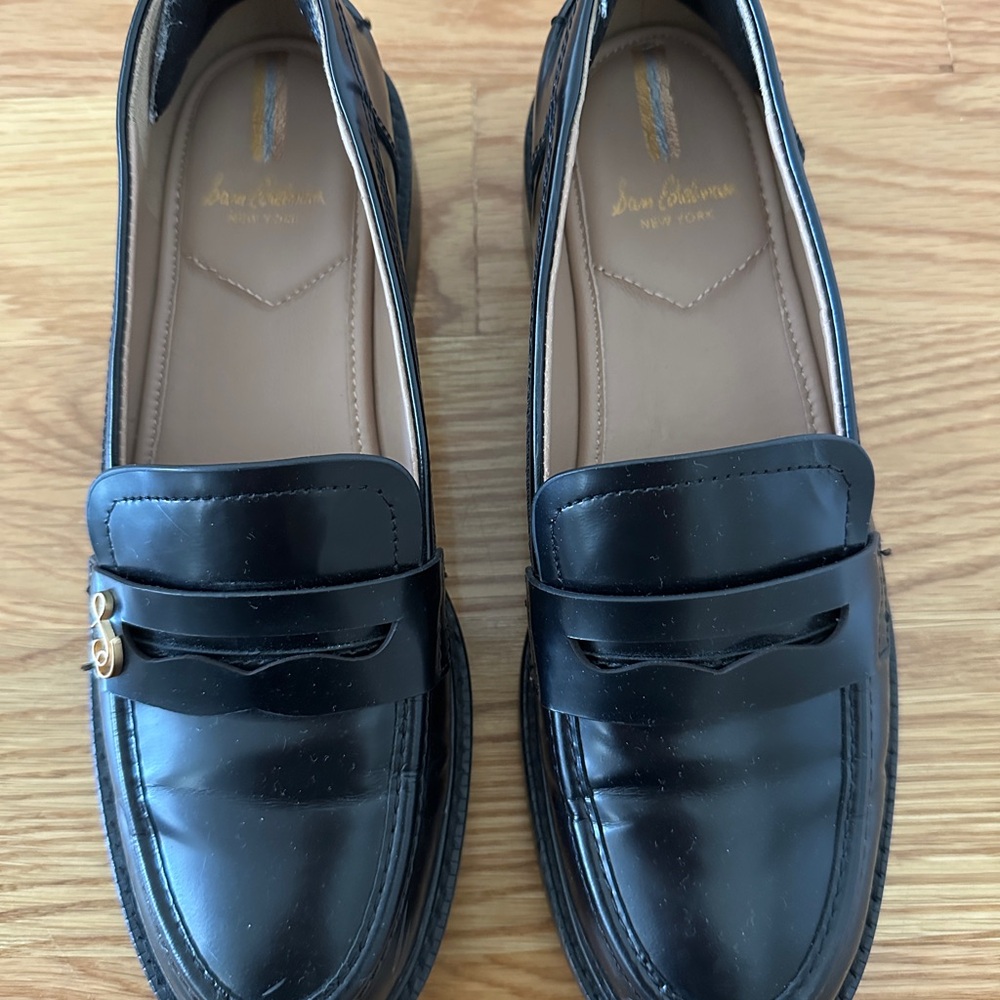 Sam Edelman Black Leather Penny Loafers 7.5